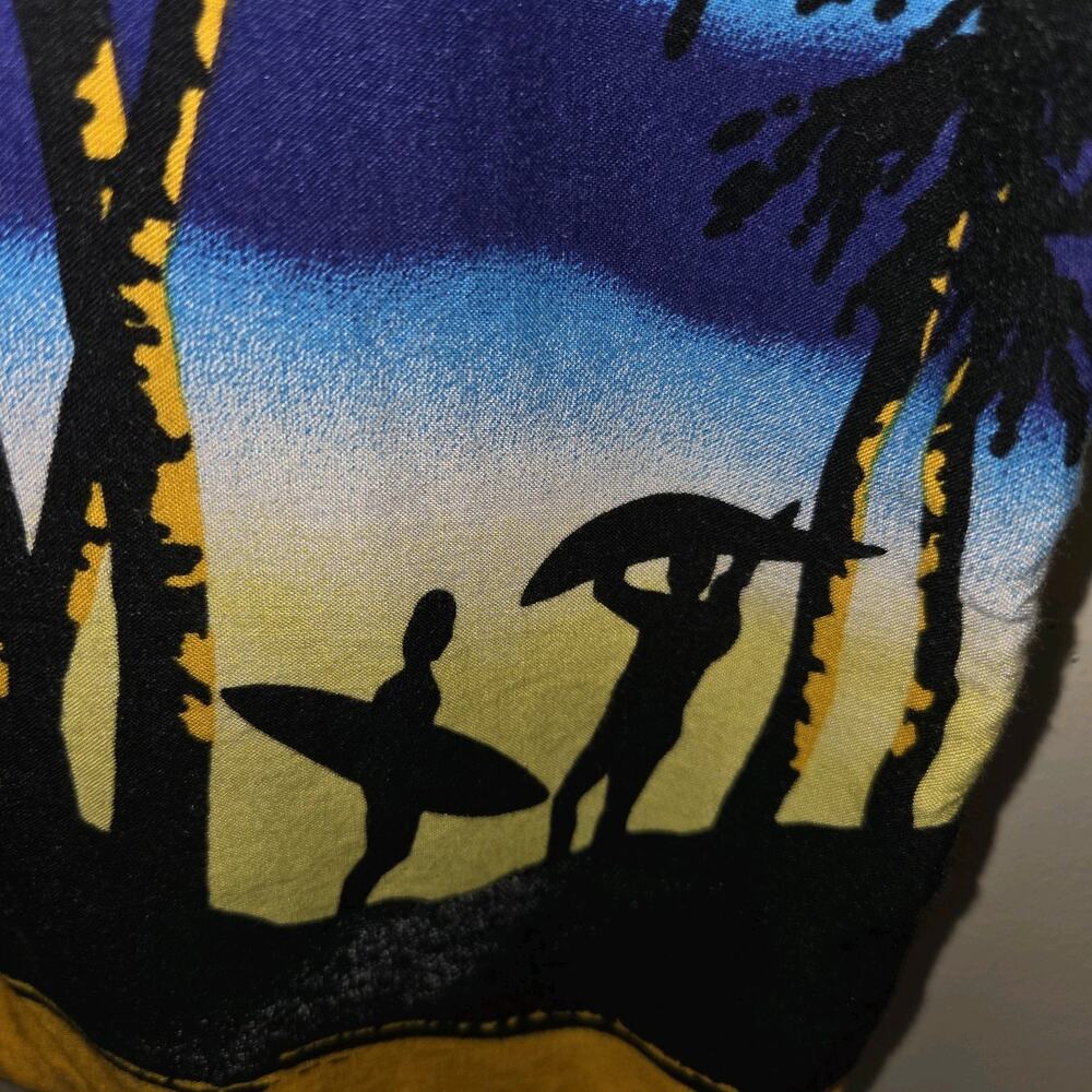 Ocean Current Vintage Mens Shirt Sz L Tropical Surfers Palm Trees Surfing Hawaii - Picture 5 of 16